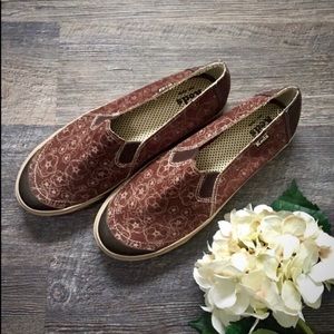 KEDS | Brown Floral Slip On Shoes Size 11